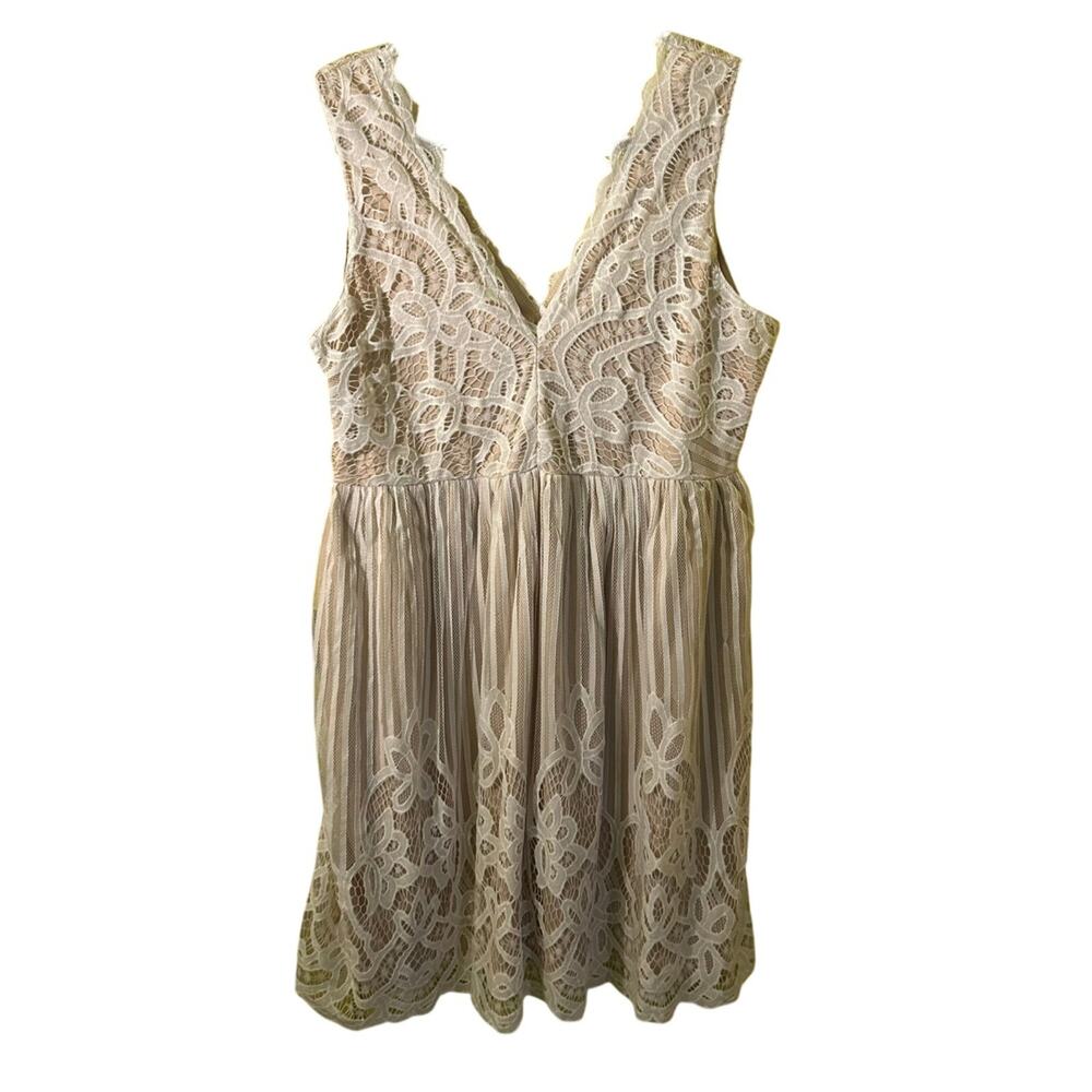 K Jordon XL White Lace Dress Sleeveless V-Neck Boho Bridal Rehearsal Graduation